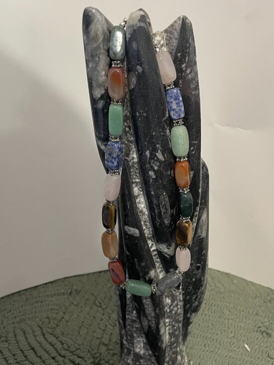 Multi color stone necklace. 80g 17" Tiger's Eye Quartz - Picture 2 of 6